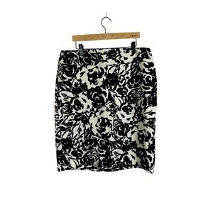 Liz Claiborne Womens Black White Rose Floral Pencil Skirt Size 12